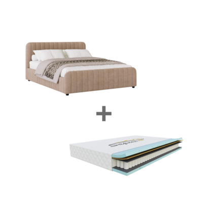 Lova SOMNELLA + Čiužinys SAPNAS 2 XL | 180x200 | Smėlio #4 | Boucle