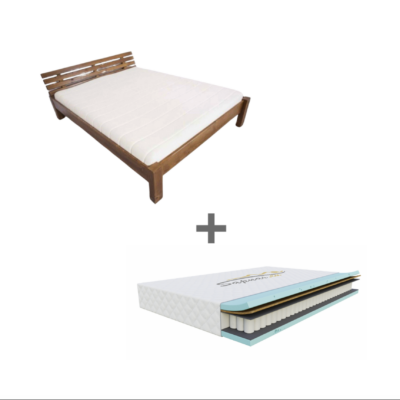 Lova NIDA + čiužinys SAPNAS 2 180x200 Baltas akrilas