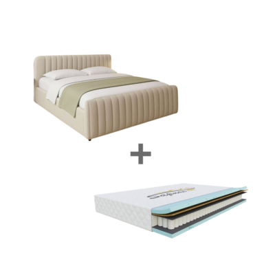 Lova SOMARA + Čiužinys SAPNAS 2 XL | 180x200 | Smėlio #3 | Boucle