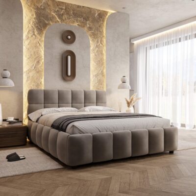 Lova LUMORIA | 180x200 | Pilka #15 | Veliūras