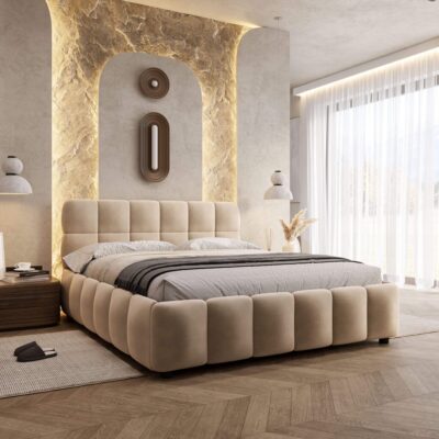 Lova LUMORIA | 180x200 | Smėlio #6 | Veliūras
