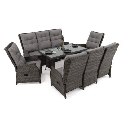 Išskleidžiamas lauko baldų komplektas MARBELLA BIG | Technoratanas | Pilkas | Pagalvės pilkos 01