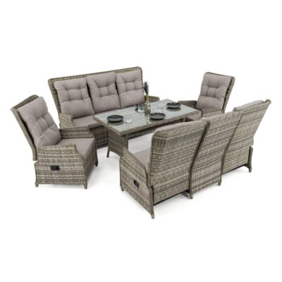 Išskleidžiamas lauko baldų komplektas MARBELLA BIG | Technoratanas | Smėlio | Pagalvės pilkos 03