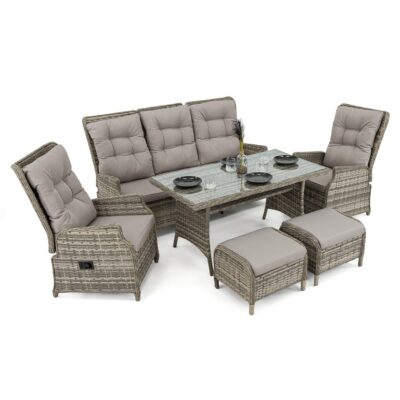 Išskleidžiamas lauko baldų komplektas MARBELLA | Technoratanas | Smėlio | Pagalvės pilkos 03