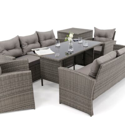 Lauko baldų komplektas FLORIDA 8 | Technoratanas | Pilkas | Pagalvės pilkos 01