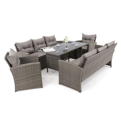 Lauko baldų komplektas FLORIDA 8 BD | Technoratanas | Pilkas | Pagalvės pilkos 01