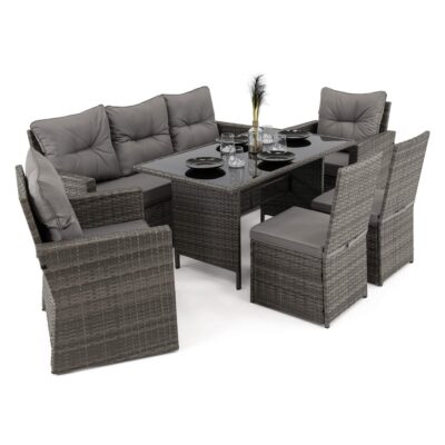 Lauko baldų komplektas MONAKO 1 XL | Technoratanas | Pilkas | Pagalvės pilkos 01