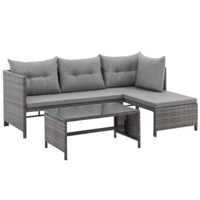 Lauko baldų komplektas NORIA | Technoratanas | Pilkas | Pagalvės šviesiai pilkos